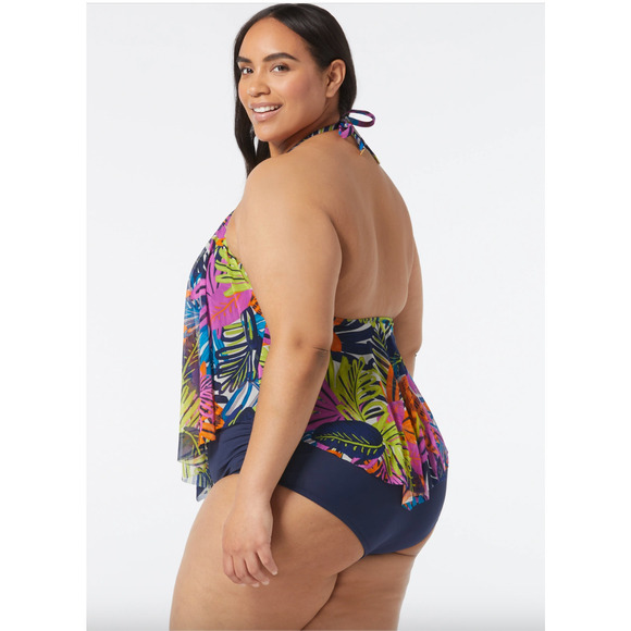 Coco Reef Aura Mesh Ruffle Tankini Top - Eclectic Jungle 32D - Picture 10 of 11